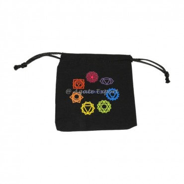 7 Chakra Black Cotton Pouch