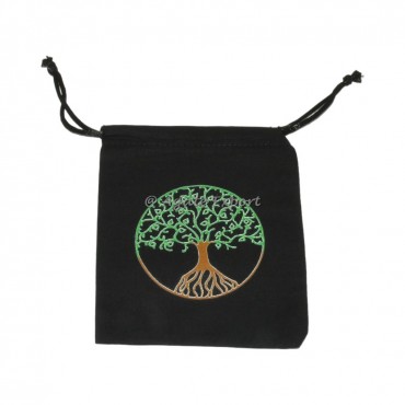 Green Color Print Tree Of life Pouch