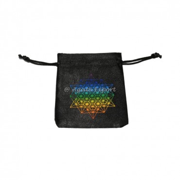 Geometry Star Chakra Black Cotton Bag