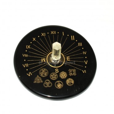 Energy Flow Sun Clock with Choko Reiki and Wiccan Symbol Engravings and Crystal Quartz Point