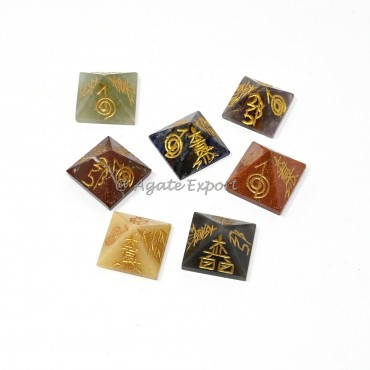 7 Chakra Choko Reiki Symbols Engraved Small Pyramids