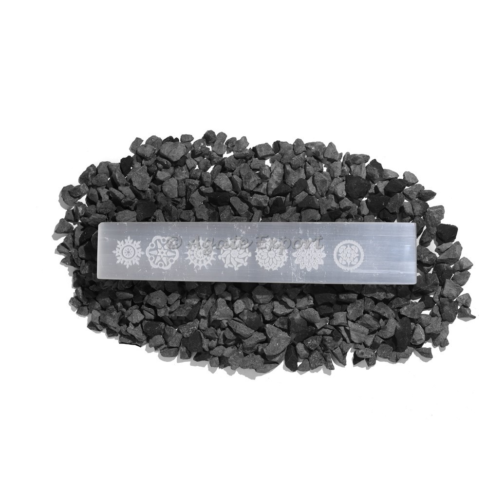 Engraved Chakra Symbol Selenite Massage Wand