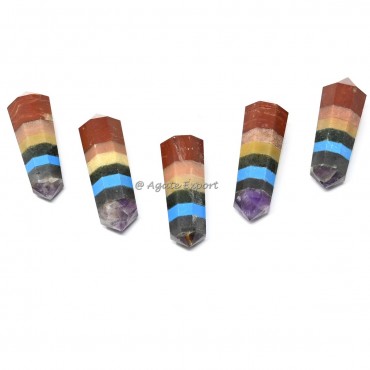 7 Chakra Bonded Double Terminated Point