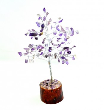 Amethyst 100 Chips Silver Wire Tree