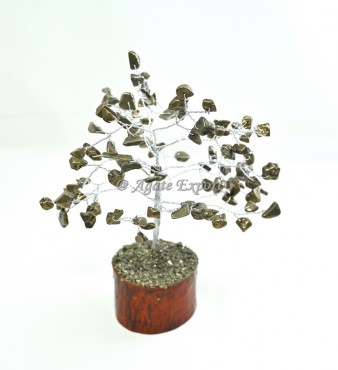 Pyrite 100 Chips Silver Wire Tree