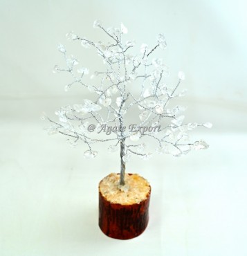 Crystal Quartz 100 Chips Silver Wire Tree