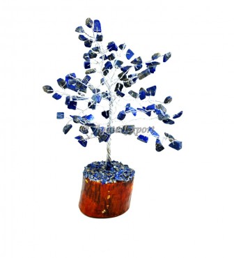 Lapis Lazuli 100 Chips Silver Wire Tree