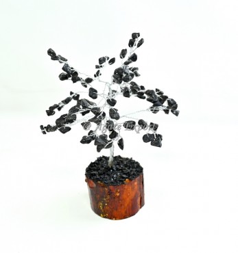 Black Tourmaline 100 Chips Silver Wire Tree