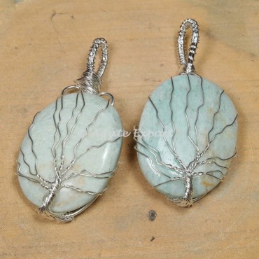 Amazonite Silver Wire Wrapped Pendants