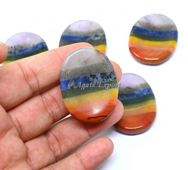 Seven Chakra Bonded Oval Worry Stone
