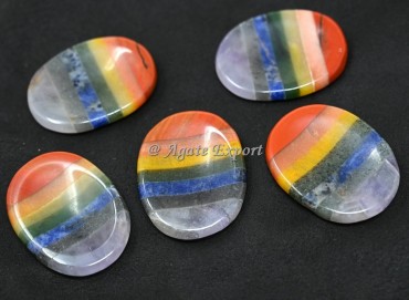 Seven Chakra Bonded Oval Worry Stone